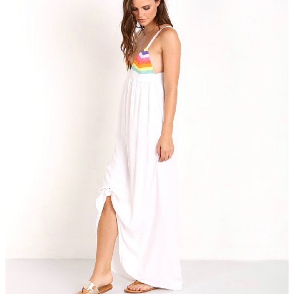 Mara Hoffman Prismactic Tie Maxi Sundress Dress Rainbow size L